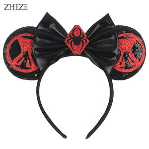 Accessoires de cheveux de cosplay de super-héros mignons, masque de <span class=keywords><strong>Spiderman</strong></span> de dessin animé, bandeau à paillettes, nœud, oreilles de souris, bandeau pour enfants, cadeau - Product Image 3