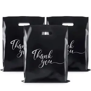 Bolsa de plástico con estampado de logotipo personalizado, bolsa de plástico Pe con asa troquelada para embalaje de ropa