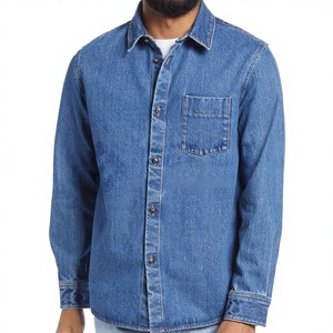 OEM Men's Casual Outwear Winter Jacket Fall Oversize <b>Button</b>-Up with Wool Lining Cotton Filling Knitted Breathable Jean Material - Product Image 2