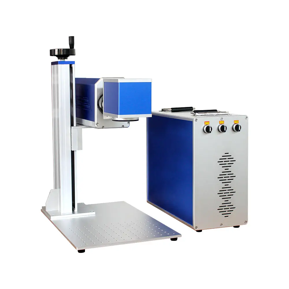 Plester Draagbare 20W 30W 50W 60W 100W Rf Automatisering Metalen Buis Split Laser Markering Machine Voor Papier Bamboe Leer