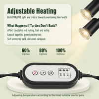 Lampu Pemanas Reptil Dual Head UVA UVB dengan Timer Otomatis dan Penjepit LED untuk Kura-kura