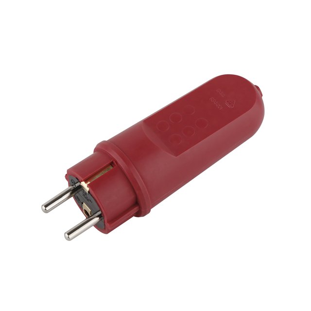 Europe IP44 Schuko Power Strip 250V 16A AC Red TPE Rewireable Plug Dual Protected Contacts Extension Power Socket