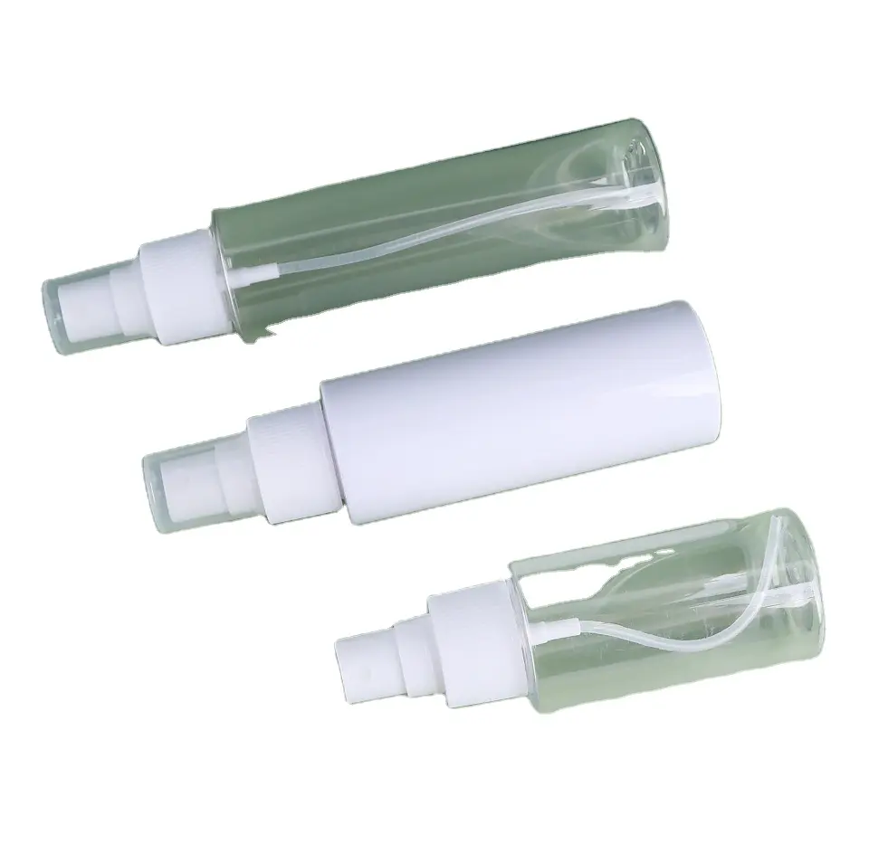 Botol plastik kosong putih/transparan, 60ml/80ml/100ml dengan penyemprot kabut halus berpita-putih/hitam