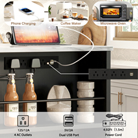 Table de cuisine contemporaine extensible et pliable Mesa Isla De Cocina, îlot de cuisine portable avec étagères de rangement