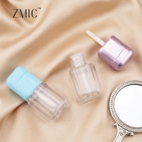 Niedliche Leere Transparente Lipgloss-Tuben Quadratische Plastik-Lippenölflasche mit Blauem oder Roségoldenem Deckel Flüssiger Lippenstift-Behälter mit Stopper für Mädchen