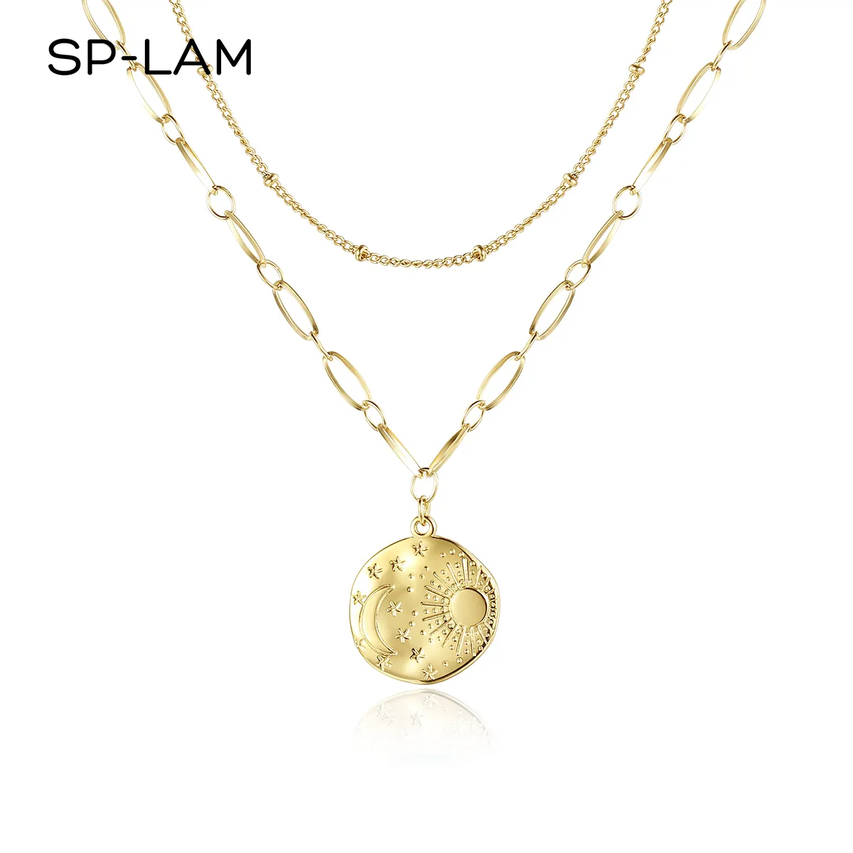 SP-LAM с подвеской из нержавеющей стали ювелирные изделия цепь большой красивое ожерелье для леди аксессуар для женщин
