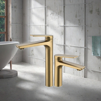 Robinet de salle de bain à un trou moderne Robinet d'eau chaude et froide de luxe Finition or brossé Montage à un trou pour lavabo de douche