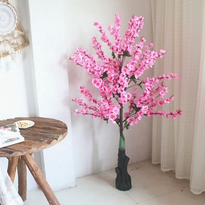 W06323 Wholesale Fake Plastic Indoor <strong>Trunk</strong> Artificial Peach Blossom <strong>Tree</strong> for Home Wedding Decoration - Product Image 4