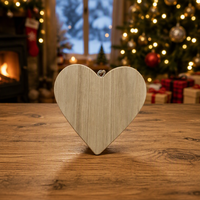 Ornements suspendus en bois en forme de cœur personnalisés, tranches de bois naturel pour arbre de Noël, fête de Noël, décoration de la maison