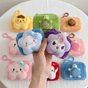 Monedero de Peluche <span class=keywords><strong>Sanrio</strong></span> con Diseño de Tortuga y Nube, Mini Porta <span class=keywords><strong>Tarjetas</strong></span> Portátil, Llavero con Colgante, Logotipo Personalizado para Mujer - Product Image 1
