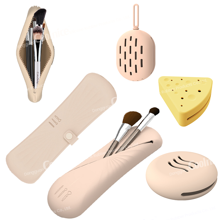 Портативный дорожный силиконовый косметичка с логотипом на заказ, контейнер, держатель для кистей для макияжа, сумка, чехол для кистей для макияжа