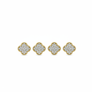 Orecchini a perno placcati oro a forma di fiore con strass di cristallo per donna, gioielli alla moda in stile francese, design in lega con micro inserti - Product Image 1