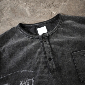 Ysjy Nhà Sản Xuất Tùy Chỉnh Quá Khổ 100% Bông Dài Tay Áo Áo Thun Cổ Điển Đau Khổ Hai Lớp Áo Phông Cho Nam Giới - Product Image 2