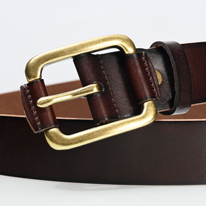 Cinturón de Cuero Genuino para Mujer, Hebilla de Aleación Dorada, Cuero Vacuno de Primera Calidad, Cinturón de Diseño Personalizado de Alta Calidad para Hombre - Product Image 1