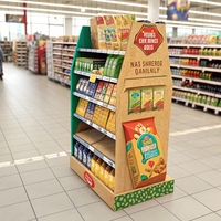 Présentoir de palette au détail de position de grande taille d'affichage de biscuits de carton de quantité minimale de commande bas affichage de plancher de la publicité de chocolat du marché superbe
