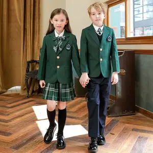 Uniformes scolaires de style britannique 5 ensembles d'uniformes d'école primaire et secondaire costume tricot gilet chemise pantalon jupe