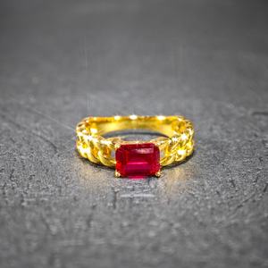 Anillo cubano de rubí chapado en oro de 18 quilates de corte esmeralda de lujo con Plata de Ley 925 para regalo de aniversario de mujer - Product Image 4