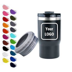 Porte-bouteille de bière isotherme à double paroi en acier inoxydable de 14 oz avec revêtement en poudre personnalisé, portable pour le camping, 2 couvercles - Product Image 1