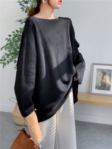 Đầu Mùa Thu Giản Dị Hàn Quốc Phiên Bản Giảm Béo Áo Thun Off-Shoulder Lười Biếng Phong Cách Lỏng Sexy Dệt Kim Áo Len Trong Màu Rắn - Product Image 4