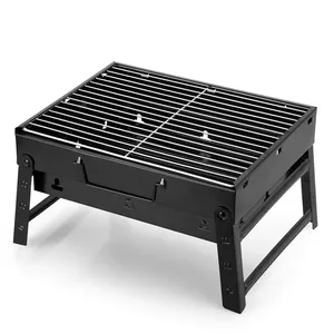 Outdoor Desk Stainless Steel Smoker Cooking Camping Picnics Beach Folding Portable Barbecue Charcoal BBQ Grill