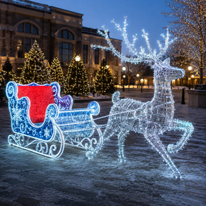 E-Installation Lumière 3D Traîneau de rennes avec guirlande en PVC 220V pour Halloween, Thanksgiving et festivals <span class=keywords><strong>d</strong></span>'<span class=keywords><strong>hiver</strong></span> - Product Image 3
