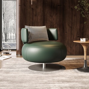 <span class=keywords><strong>Fauteuil</strong></span> pivotant nordique moderne et minimaliste pour salon, chambre à coucher, relaxation, canapé individuel créatif en cuir, chaise d'hôtel - Product Image 4