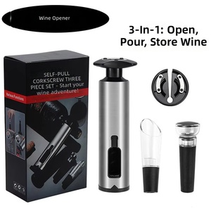 Manual <span class=keywords><strong>de</strong></span> acero inoxidable 3 en 1, herramientas <span class=keywords><strong>de</strong></span> barra multifuncionales, Abrebotellas <span class=keywords><strong>de</strong></span> vino personalizado, juego <span class=keywords><strong>de</strong></span> regalo con tapón y vertedor - Product Image 5