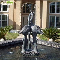 Fontaine de sculpture décorative d'extérieur grandeur nature en métal animal héron statue bronze palican
