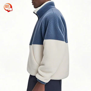 <span class=keywords><strong>Sudadera</strong></span> de Forro Polar Sherpa con Cuello Alto y Cierre de Cremallera de 1/4, Color Personalizado OEM, para Hombre - Product Image 3