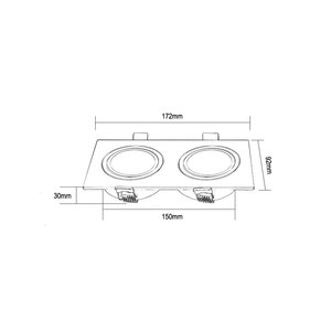 Recessed <b>Mounted</b> Double Head Frame Housing GU10 MR16 Spotlights Accessory Easy Installation Anti-glare - Product Image 2
