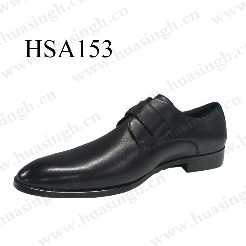 CMH Sharp Toe Style Belt Buckle Fashion Executive Shoes Black Easy Wear Leather Upper Officer Shoes For French HSA153