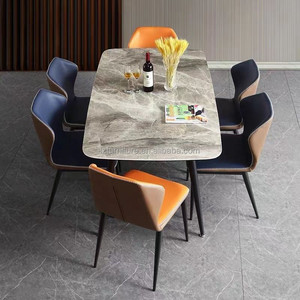 Ensemble de table et de chaises de salle à manger modernes de luxe en bambou et dalle de roche, meubles de restaurant et d'hôtel pour usage domestique - Product Image 5