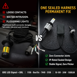 Luce di Segnalazione LED Bicolore 1156 BA15S P21W CANBUS, Lampadine 7440 T20 BAU15S PY21W, Luce Diurna per Auto 12V Giallo Bianco - Product Image 2