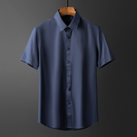 Chemise habillée homme d'été de haute qualité, blanche, à manches trois-quarts, coupe ajustée, décontractée, en satin de soie/coton, infroissable et écologique