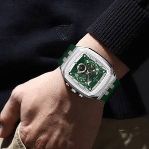 Montre à quartz pour homme REWARD RD832260M, design rectangulaire tendance, calendrier, étanche, bracelet en silicone décontracté, montres cool pour homme - Product Image 4