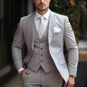 Personnalisé Plus Size <span class=keywords><strong>Ivoire</strong></span> Manteau Pantalon 3 Pièces Smoking Hommes Costumes Slim Fit Fête Marié Fermeture Col Fait sur Mesure Costumes de Mariage - Product Image 6