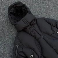 Veste d'hiver épaisse et chaude coupe-vent noire pour homme, avec capuche amovible, style streetwear, fermeture éclair, doudoune matelassée lourde, personnalisable OEM