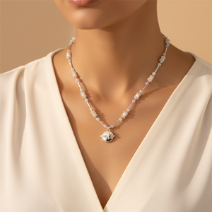 תליון כסף מצופה פליז זירקון לבן קריסטל צבעוני קליפה כסף קריסטל - Product Image 5