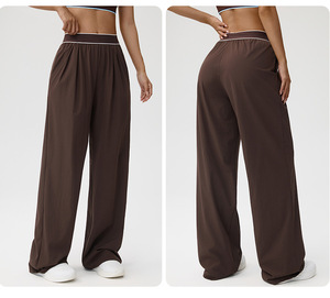Pantalon de sport <span class=keywords><strong>taille</strong></span> haute pour <span class=keywords><strong>femme</strong></span> avec logo personnalisé, poches latérales, <span class=keywords><strong>taille</strong></span> élastique, idéal pour la gym et la course à pied - Product Image 2