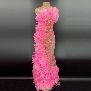 Novance Y1867-F Stocks De Vêtements En Gros <span class=keywords><strong>Robe</strong></span> De Mariage Maille Perles Strass Plume <span class=keywords><strong>Robe</strong></span> De Soirée Élégant Robes De mariée - Product Image 2