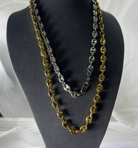 Bijoux en acier inoxydable de 7mm de largeur plaqué or, or Rose, noir et argent, chaîne en <span class=keywords><strong>maille</strong></span> de graine de <span class=keywords><strong>café</strong></span> - Product Image 5