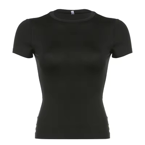 <span class=keywords><strong>Camisetas</strong></span> de Verano <span class=keywords><strong>para</strong></span> <span class=keywords><strong>Mujer</strong></span>, Corte Ajustado, con Logotipo Personalizado Bordado, Tejido Ecológico, Cuello Redondo, Estampado Gráfico, Algodón - Product Image 4