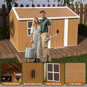 Caseta de Almacenamiento Metálica de 12x8 Pies para Jardín, Impermeable, con Ventana, Puerta Individual y Techo Inclinado, Disponible en Almacén de EE. UU. - Product Image 4
