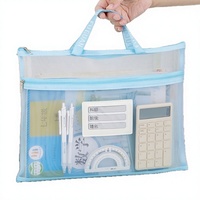 Pochette zippée en PVC grande capacité de style coréen, sac de rangement pour documents de bureau et scolaire avec poignée pour dossiers, produits de classement en gros