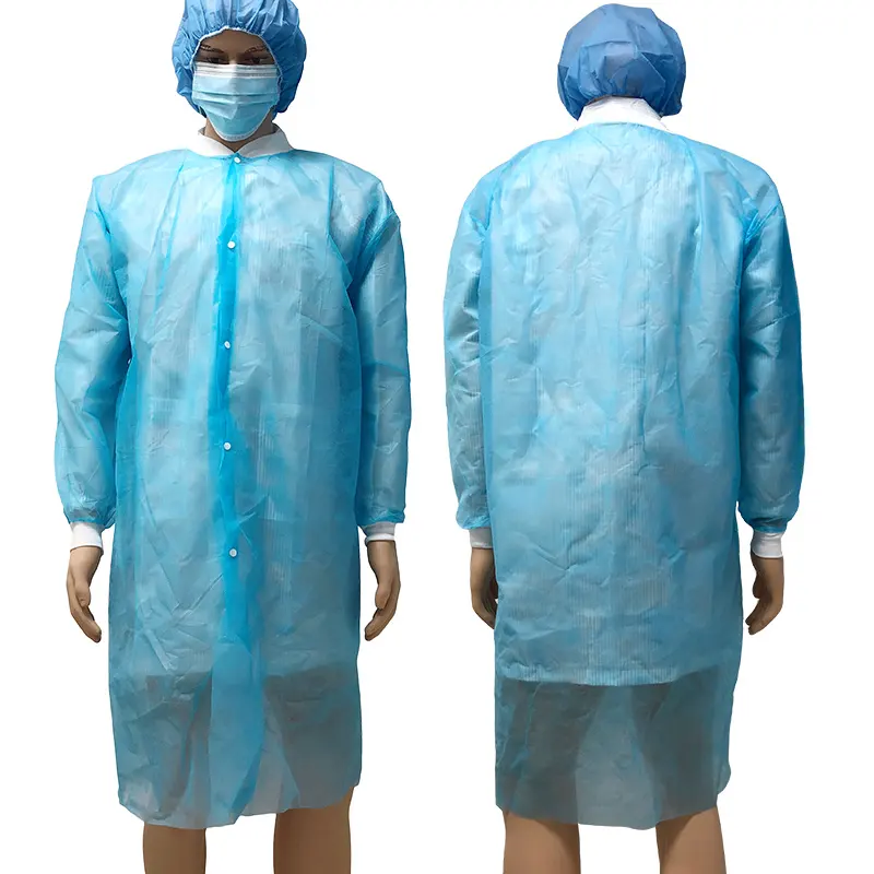 저렴한 대량 중국 공급 병원 간호사 의료 부직포 pp 실험실 코트 녹색 흰색 웨딩 가운