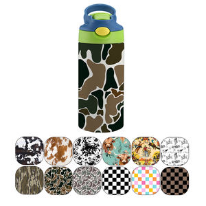 Vaso Infantil Personalizado con Camuflaje de 12 oz, Vaso Portátil con Asa, Punta de Paja de Silicona, Apto para Acampar y Viajar - Product Image 1