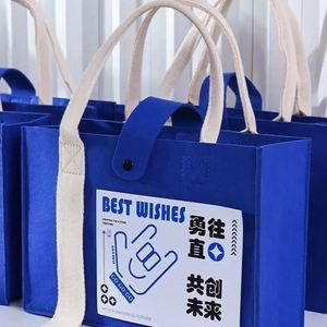 Sac en feutre personnalisé avec logo, grande capacité, bordure en ruban, cadeau promotionnel pour entreprise - Product Image 3