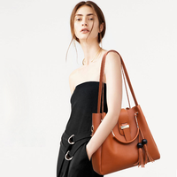 EU US Lager Braunes PU-Leder 4-teiliges Damen-Taschenset Shopper Umhängetasche Clutch Schnelle Lieferung