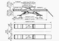 Ciseaux hydrauliques 4T certifiés CE pour la réparation automobile, élévateur double couche pour l'alignement des quatre roues et l'entretien en atelier
