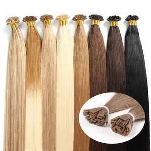 Großhandel Double Drawn Remy Echthaar Flache Spitze Russische gerade Keratin Pre Bonded Hair Extensions